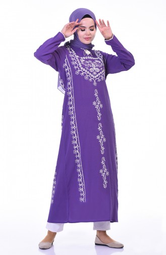 Printed Long Tunic Purple 0211-04