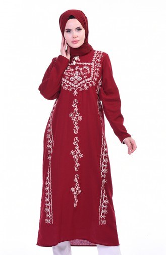 Printed Long Tunic Bordeaux 0211-05