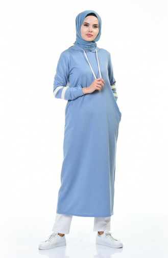 Hooded Sport Long Tunic Blue 0763-02