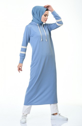 Hooded Sport Long Tunic Blue 0763-02