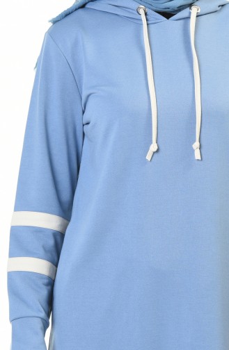 Hooded Sport Long Tunic Blue 0763-02