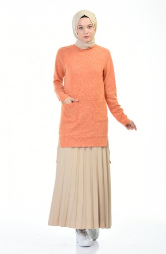 Thin Tricot Pocket Tunic Orange 10320-01