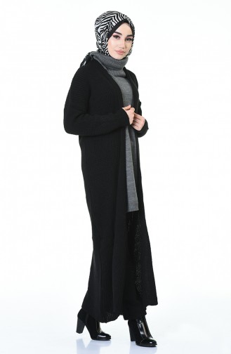 Tricot Long Cardigan Black 1914-06