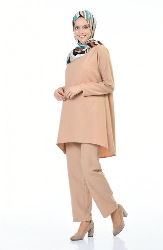 Tunik Pantolon İkili Takım 5247-10 Koyu Bej 5247-10