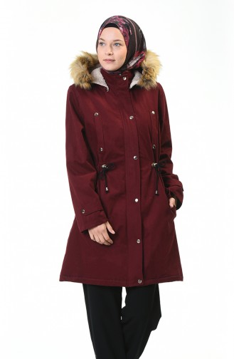 Kapüşonlu Kaban 9016-05 Bordo