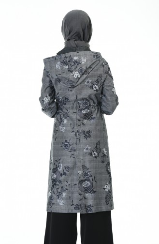 Flower Printed Cape Gray 2094-01