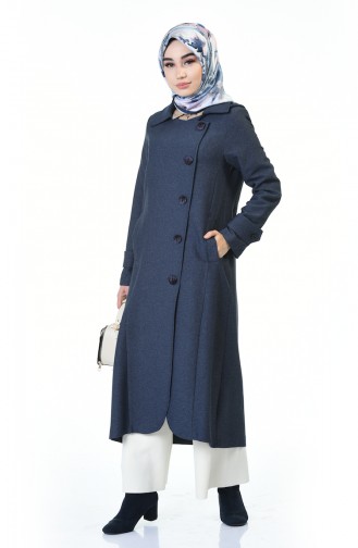 Button Detailed Cape Indigo 35866A-03