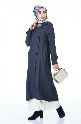 Button Detailed Cape Indigo 35866A-03