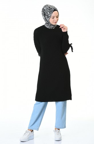 Tricot Sleeve Detailed Sweater Black 4171-01