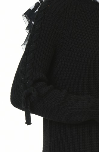 Tricot Sleeve Detailed Sweater Black 4171-01