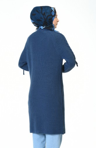 Tricot Sleeve Detailed Sweater Indigo 4171-05