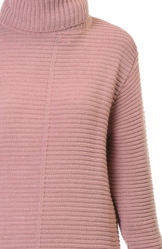 Pull Tricot Col Roulé 5003-01 Rose Pâle 5003-01