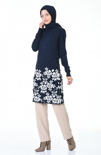Tricot Long Sweater Navy Blue 1957-05