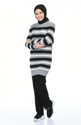 Tricot Silvery Sweater Gray Black 8039-02