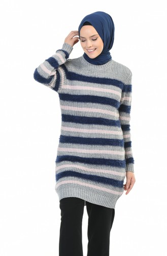 Trikot Silberner Pullover 8039-03 Grau Dunkelblau 8039-03