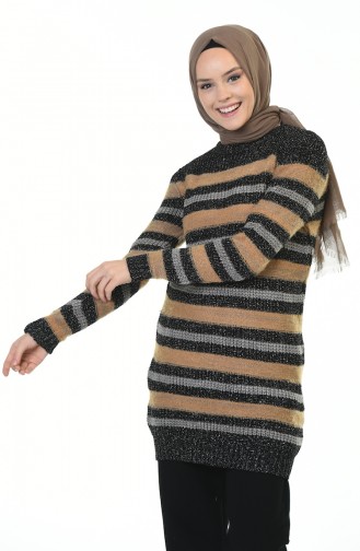 Tricot Silvery Sweater Black Maroon 8039-06