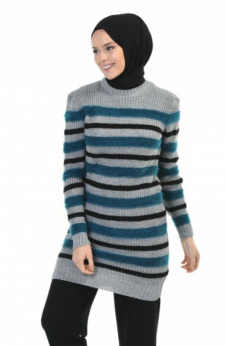 Tricot Silvery Sweater Gray Petroleum 8039-08