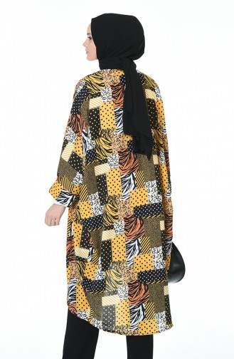 Patterned Kimono Mustard Black 0934-01