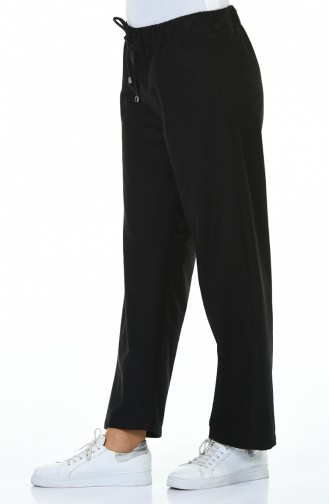 Corduroy Velvet Wide Trousers Black 0103-04