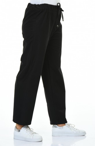 Corduroy Velvet Wide Trousers Black 0103-04