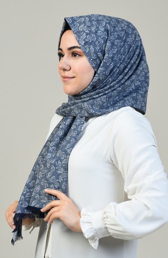 Organic Woven Cotton Shawl Navy Blue 99252-01