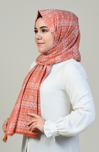 Organic Woven Cotton Shawl Salmon 99254-01