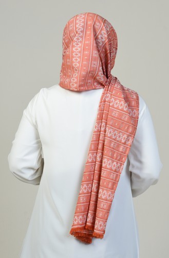 Organic Woven Cotton Shawl Salmon 99254-01