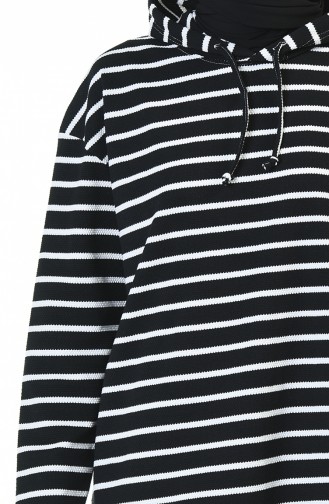 Sweatshirt a Capuche 9036-01 Noir Blanc 9036-01