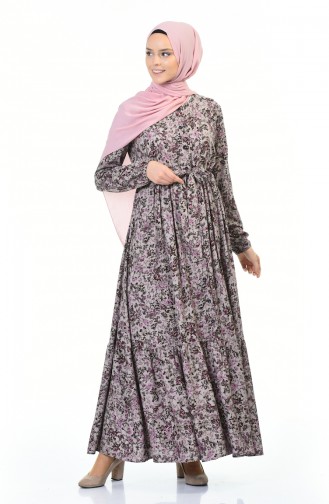 Beige Hijab Dress 0010D-01