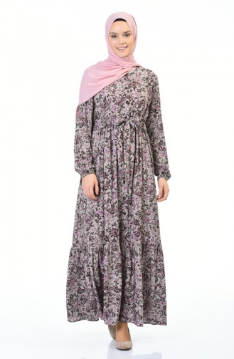 Beige Hijab Kleider 0010D-01