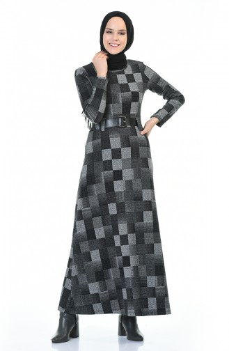 Belted Winter Dress Gray 5369-01