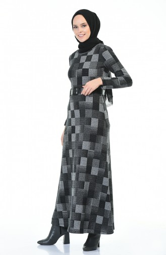 Belted Winter Dress Gray 5369-01