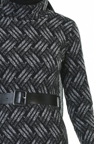 Robe Hivernal a Ceinture 5488B-01 Noir Gris 5488B-01