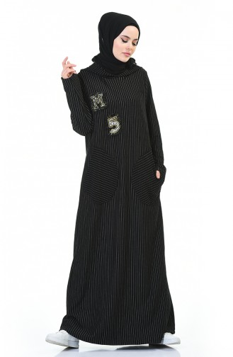 Striped Sports Dress Black 0014-01