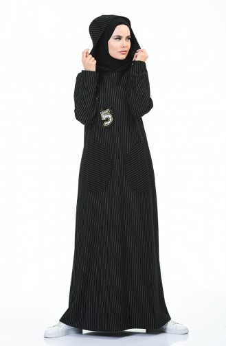 Striped Sports Dress Black 0014-01