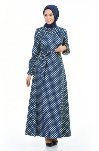 Polka Dot Dress Peanut Green Navy Blue 60056-01