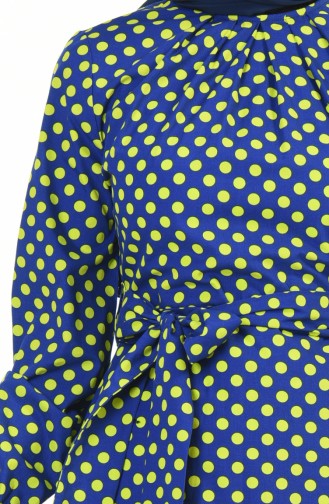 Puantiyeli Elbise 60056-01 Fıstık Yeşil Lacivert
