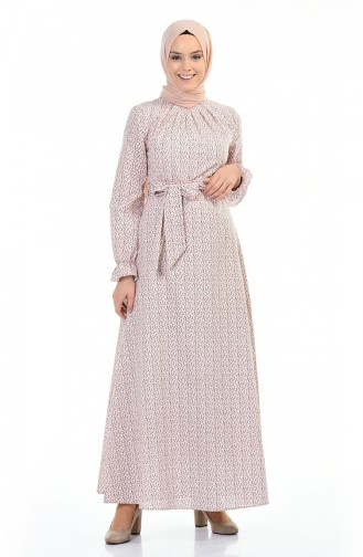 Patterned Belted Dress Powder 60057-01