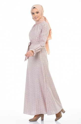 Patterned Belted Dress Powder 60057-01