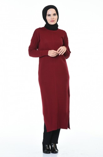 Triko Uzun Tunik 1356-06 Bordo