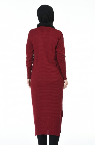 Triko Uzun Tunik 1356-06 Bordo