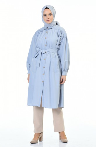 Shirred Belted Tunic Blue 5007-01