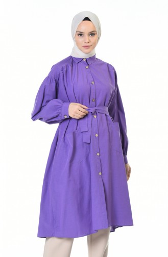 Shirred Belted Tunic Purple 5007-04