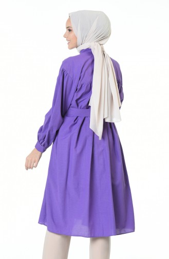 Shirred Belted Tunic Purple 5007-04