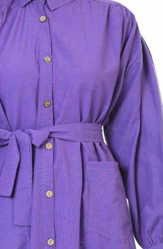 Shirred Belted Tunic Purple 5007-04