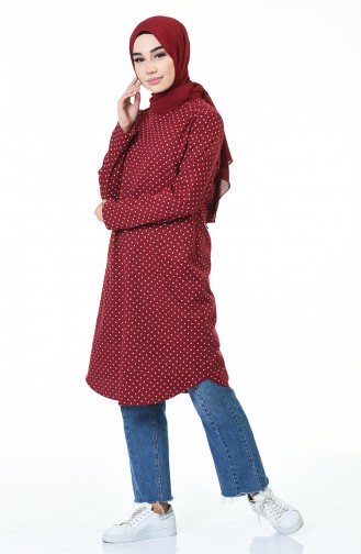 Puantiyeli Tunik 1084-02 Bordo 1084-02