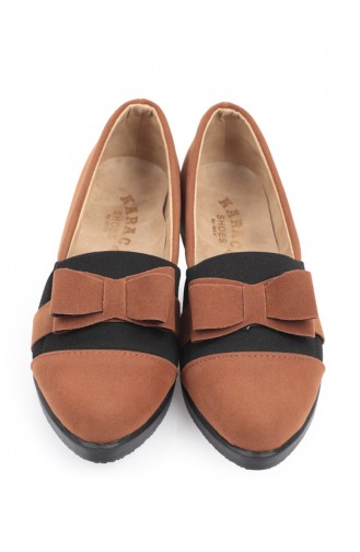 Women´s Bow Suede Shoes Brown Tobacco 6903-3