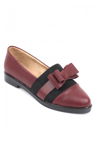 Women´s Bow Leather Shoes Bordeaux 6904-4