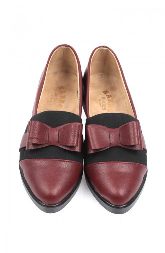 Women´s Bow Leather Shoes Bordeaux 6904-4