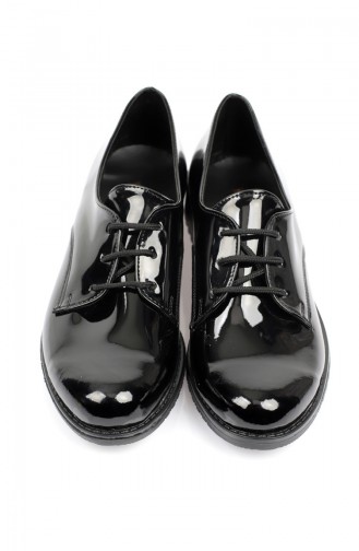 حذاء جلد لامع نسائي أوكسفورد أسود 6910-10